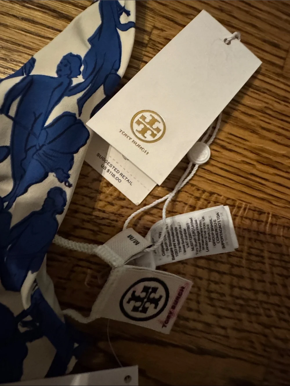 NWT Tory Burch White Bikini with Bold Blue Floral Print set